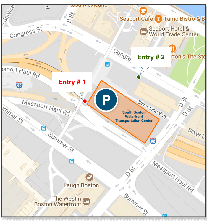 south boston waterfront transportation center parking map 2021